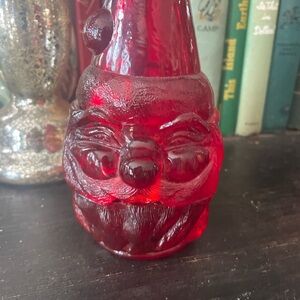 Fenton Red Glass Santa Figurine fairy lamp